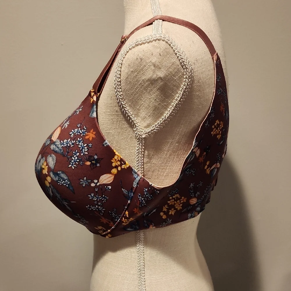 Soma Floral Print Women's Bra Size 38DD Brown/yellow/blue/pink
